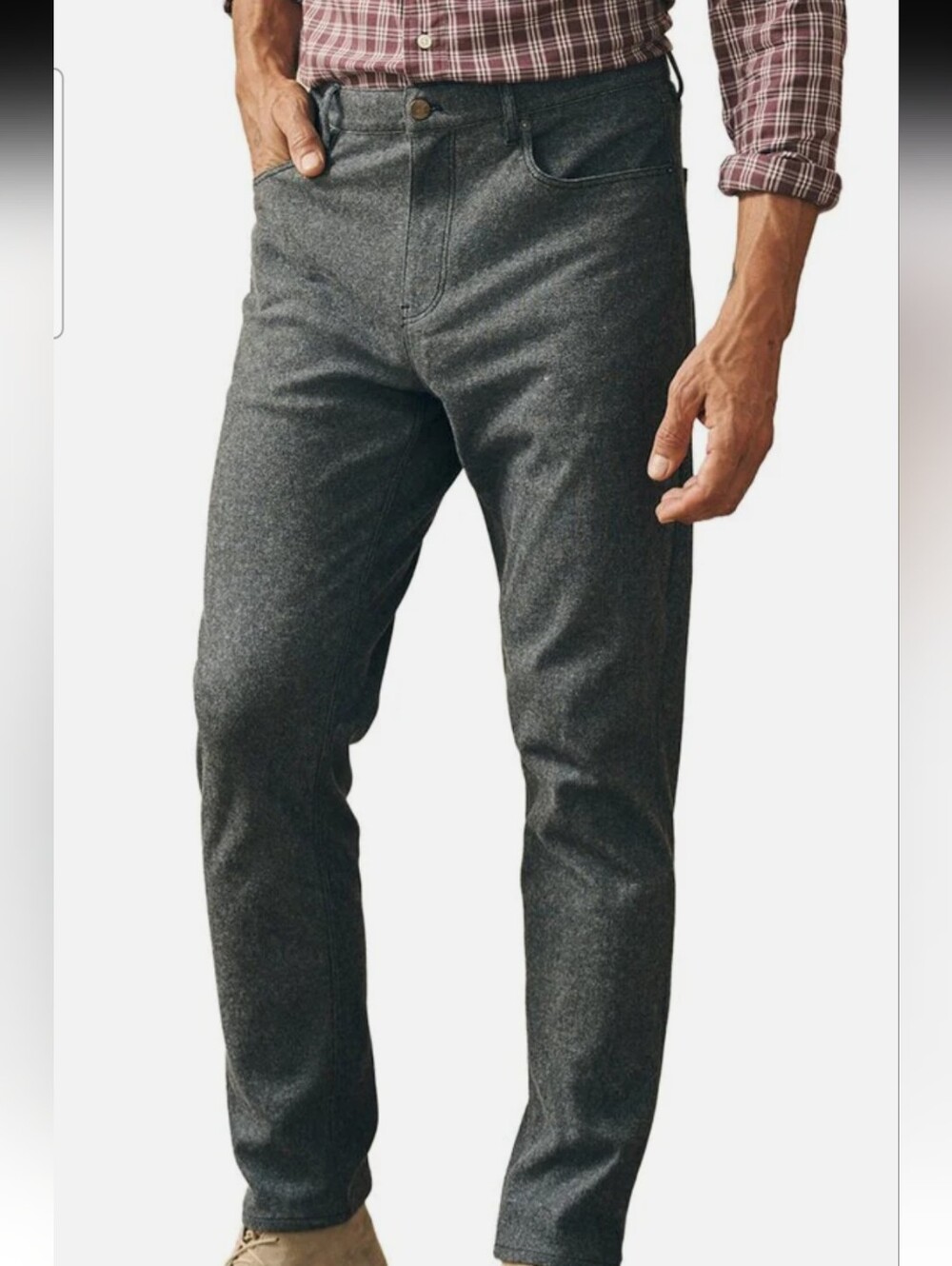 Faherty Knit Flannel Pant Brown? 34 - Picture 2 of 5